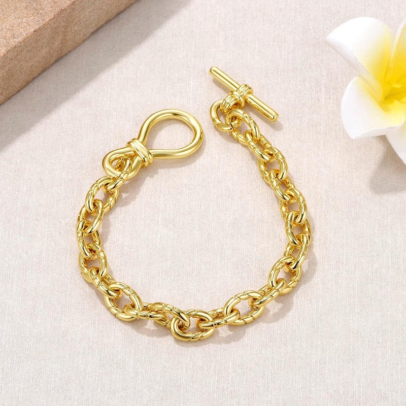 FRUMOS Dainty Layering Bracelets for Women 18 k Gold Plated Fashion Adjustable Chunky Cuban Paperclip Link Chain Bracelets Jewelry for Women Gift - Image 3